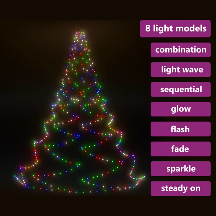 Albero da Parete con Gancio Metallico 720 LED Multicolore 5 m 328647
