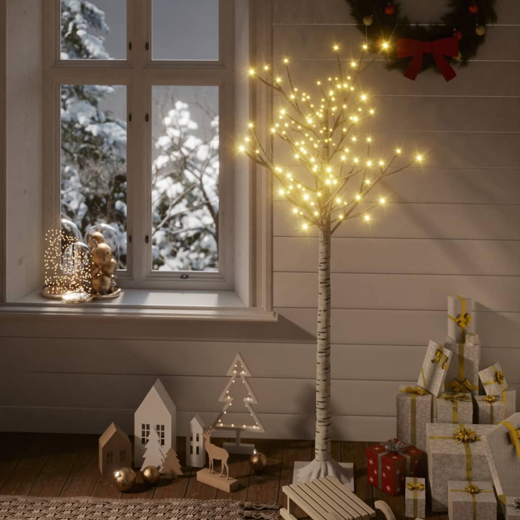 Albero Natale 140 LED 1,5 m Salice Bianco Caldo Interno Esterno 328676