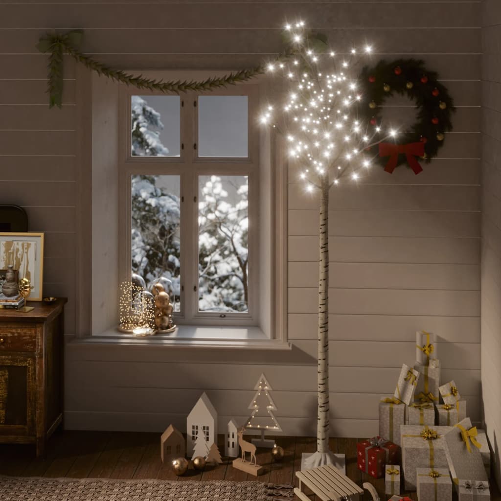 Albero Natale 200 LED 2,2m Salice Bianco Freddo Interno Esterno 328685
