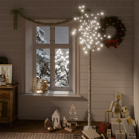 Albero Natale 200 LED 2,2m Salice Bianco Freddo Interno Esterno 328685