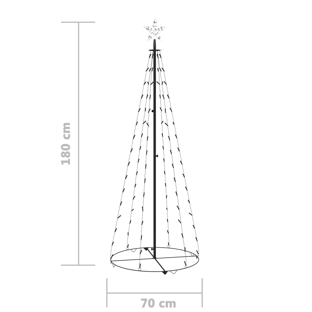 Albero di Natale a Cono con 100 LED Bianco Freddo 70x180 cm 328698