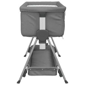 Lettino per Bambini con Materasso Grigio Scuro Tessuto di Lino 10290