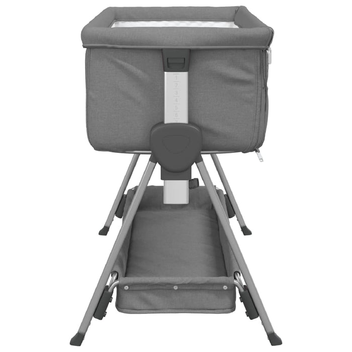 Lettino per Bambini con Materasso Grigio Scuro Tessuto di Lino 10290