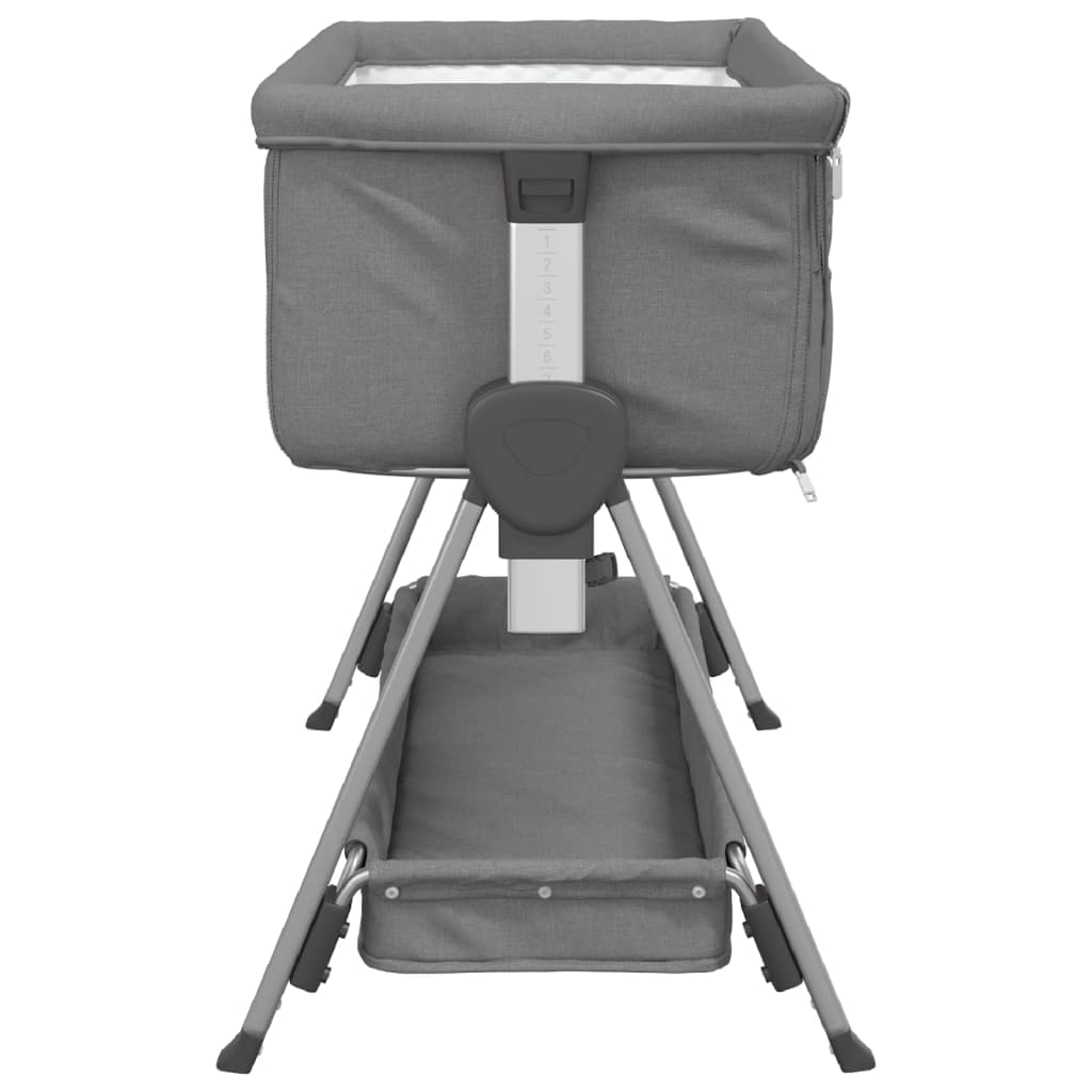 Lettino per Bambini con Materasso Grigio Scuro Tessuto di Lino 10290