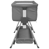 Lettino per Bambini con Materasso Grigio Scuro Tessuto di Lino 10290