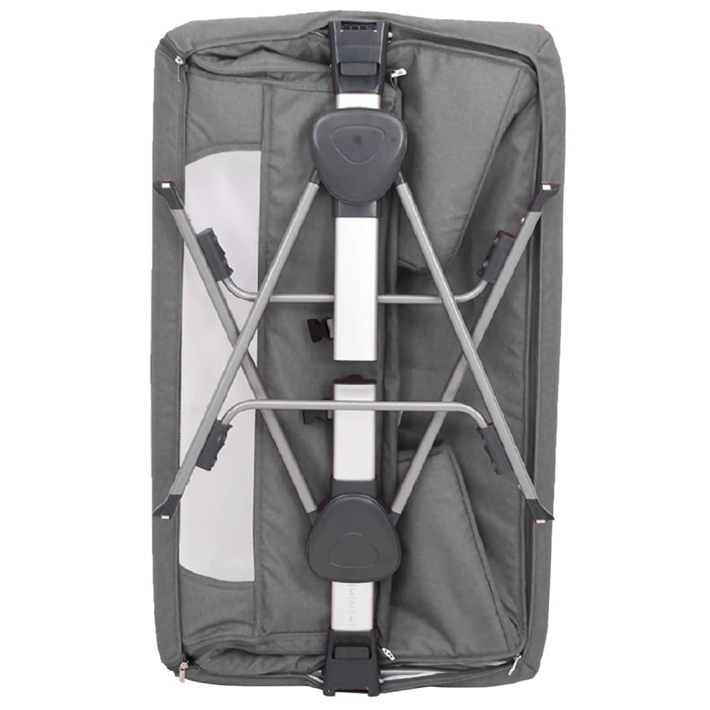 Lettino per Bambini con Materasso Grigio Scuro Tessuto di Lino 10290