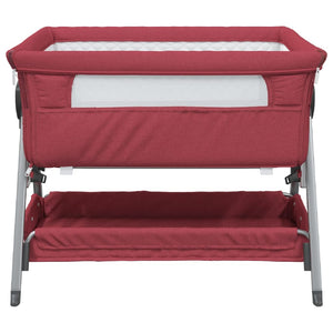 Lettino per Bambini con Materasso-Struttura Letto per Bambini Rosso in Tessuto di Lino 774400