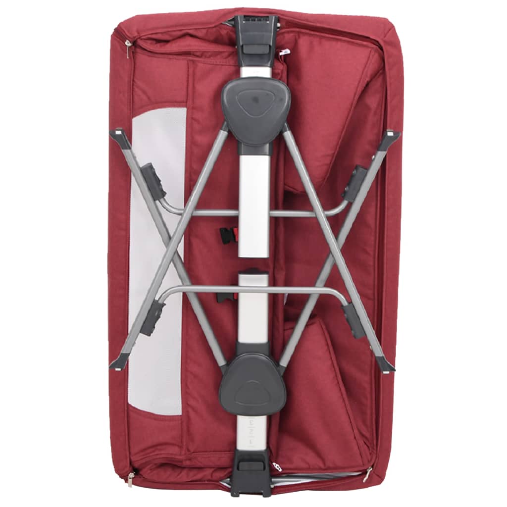 Lettino per Bambini con Materasso Rosso in Tessuto di Lino 10293