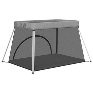 Box per Bambini con Materasso Grigio Chiaro Tessuto di Lino 10301