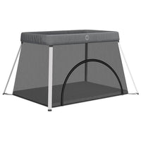 Box per Bambini con Materasso Grigio Scuro Tessuto di Lino 10302