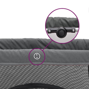 Box per Bambini con Materasso Grigio Scuro Tessuto di Lino 10302