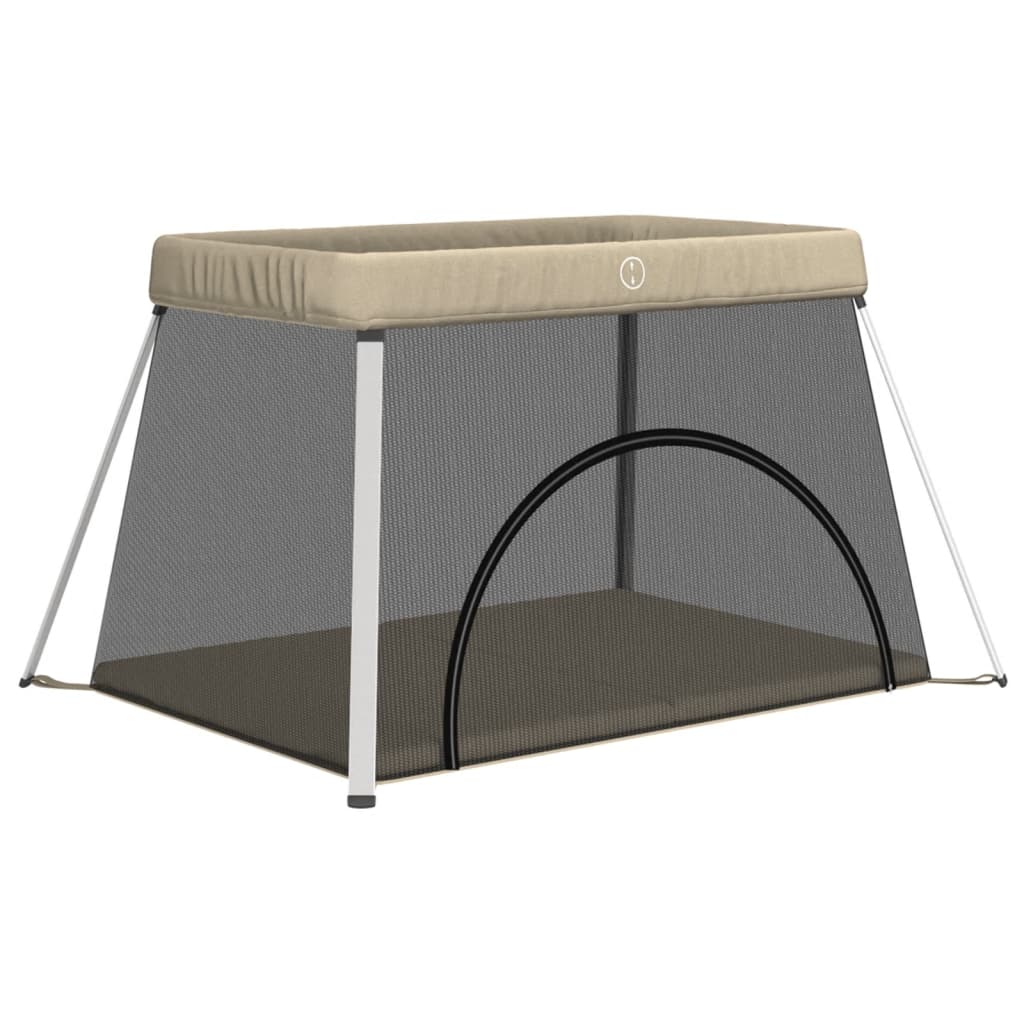 Box per Bambini con Materasso Tortora Tessuto di Lino cod mxl 71026