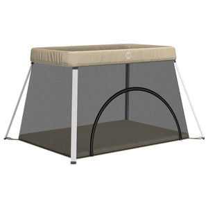 Box per Bambini con Materasso Tortora Tessuto di Lino cod mxl 71026