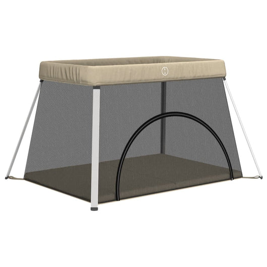 Box per Bambini con Materasso Tortora Tessuto di Lino cod mxl 71026