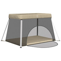 Box per Bambini con Materasso Tortora Tessuto di Lino cod mxl 71026