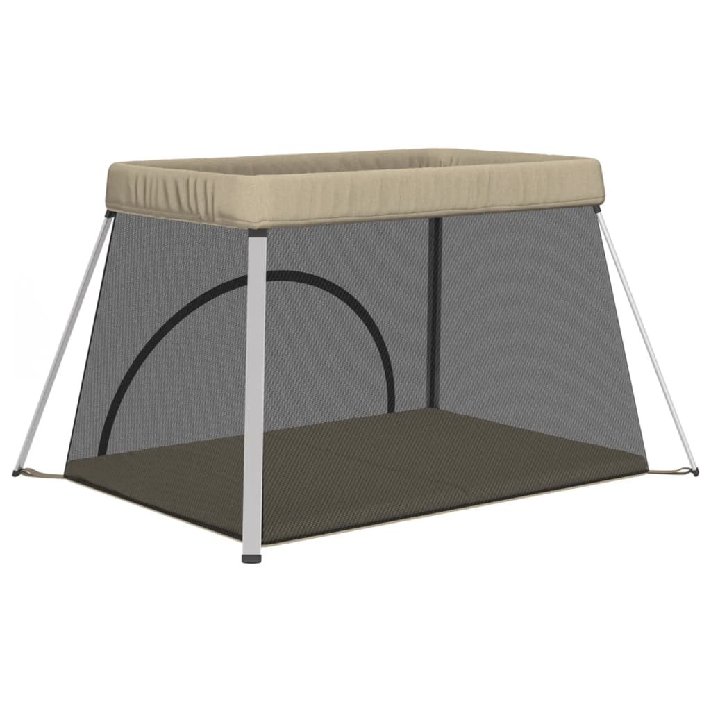 Box per Bambini con Materasso Tortora Tessuto di Lino cod mxl 71026