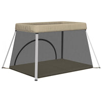 Box per Bambini con Materasso Tortora Tessuto di Lino cod mxl 71026