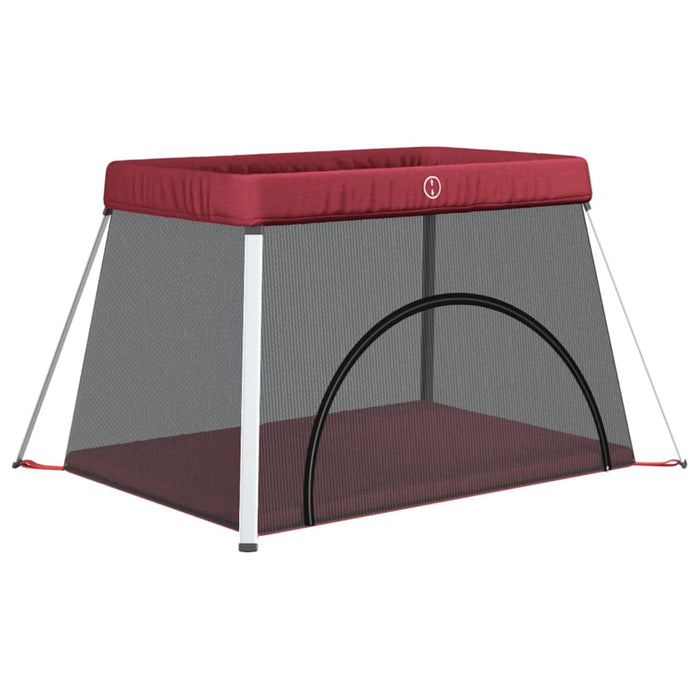 Box per Bambini con Materasso Rosso Tessuto di Lino cod mxl 70800