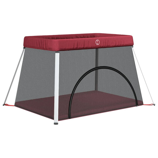 Box per Bambini con Materasso Rosso Tessuto di Lino 10305