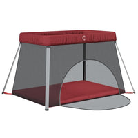 Box per Bambini con Materasso Rosso Tessuto di Lino cod mxl 70800