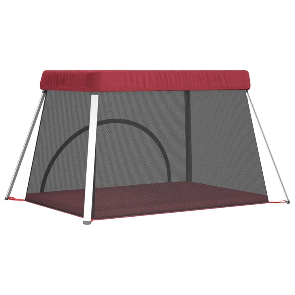 Box per Bambini con Materasso Rosso Tessuto di Lino cod mxl 70800