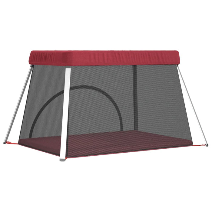 Box per Bambini con Materasso Rosso Tessuto di Lino cod mxl 70800