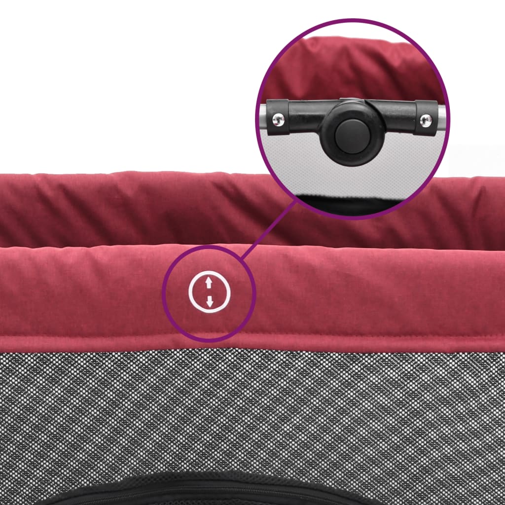 Box per Bambini con Materasso Rosso Tessuto di Lino cod mxl 70800