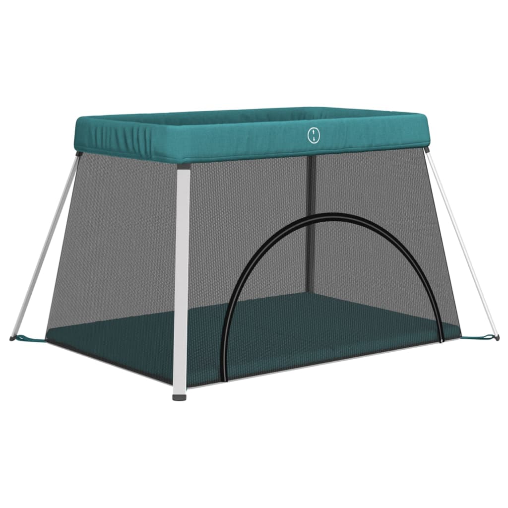 Box per Bambini con Materasso Verde Tessuto di Lino cod mxl 69878