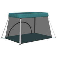 Box per Bambini con Materasso Verde Tessuto di Lino cod mxl 69878