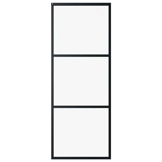Porta Scorrevole a 3 pannelli in Vetro ESG e Alluminio 76x205 cm Nera 151008