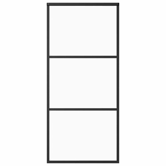 Porta Scorrevole in Vetro ESG e Alluminio 90x205 cm Nera 151009