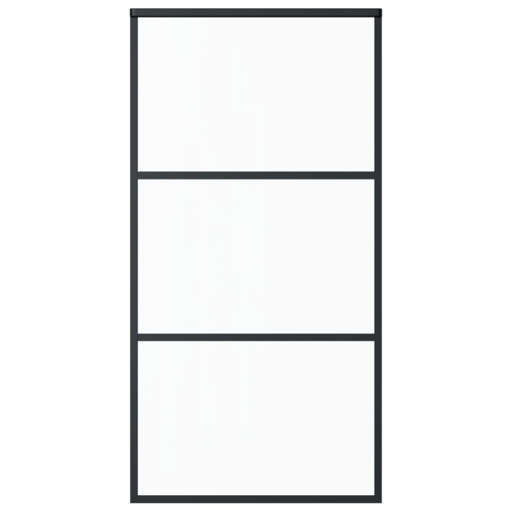 Porta Scorrevole in Vetro ESG e Alluminio 102x205 cm Nera
