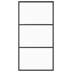 Porta Scorrevole in Vetro ESG e Alluminio 102x205 cm Nera