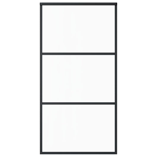 Porta Scorrevole in Vetro ESG e Alluminio 102x205 cm Nera