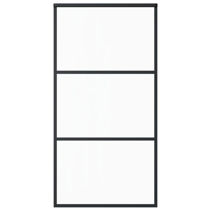 Porta Scorrevole in Vetro ESG e Alluminio 102x205 cm Nera 151010