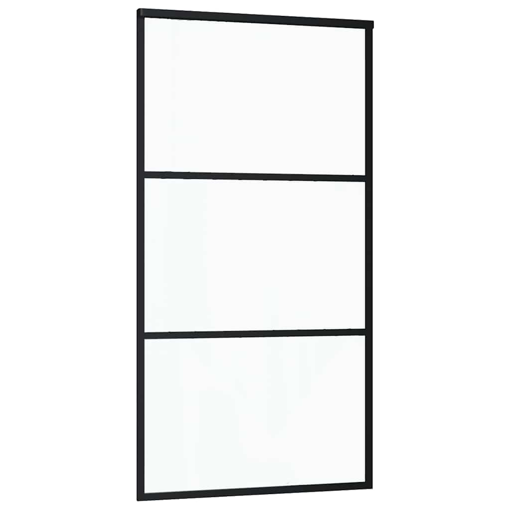 Porta Scorrevole in Vetro ESG e Alluminio 102x205 cm Nera 151010