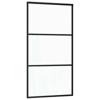 Porta Scorrevole in Vetro ESG e Alluminio 102x205 cm Nera 151010