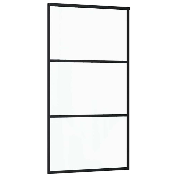 Porta Scorrevole in Vetro ESG e Alluminio 102x205 cm Nera 151010