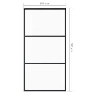 Porta Scorrevole in Vetro ESG e Alluminio 102x205 cm Nera 151010