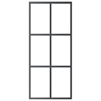 Porta Scorrevole in Vetro ESG e Alluminio 90x205 cm Nera