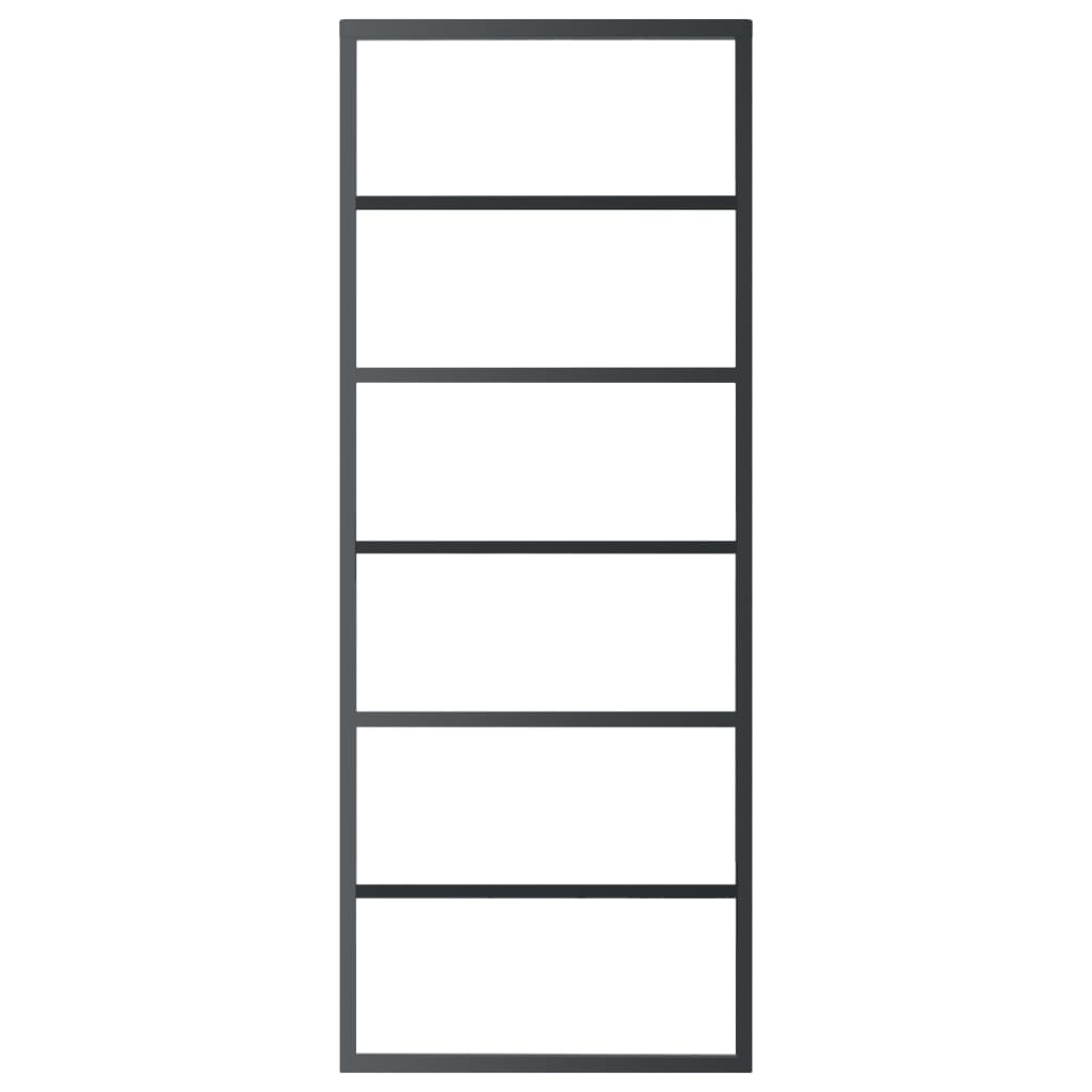 Porta Scorrevole in Vetro ESG e Alluminio 76x205 cm Nera 151014