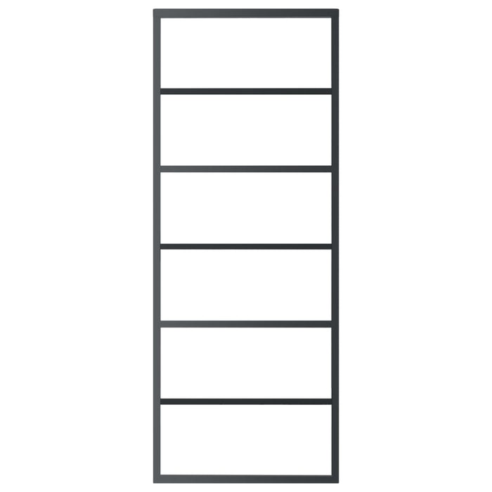 Porta Scorrevole in Vetro ESG e Alluminio 76x205 cm Nera 151014