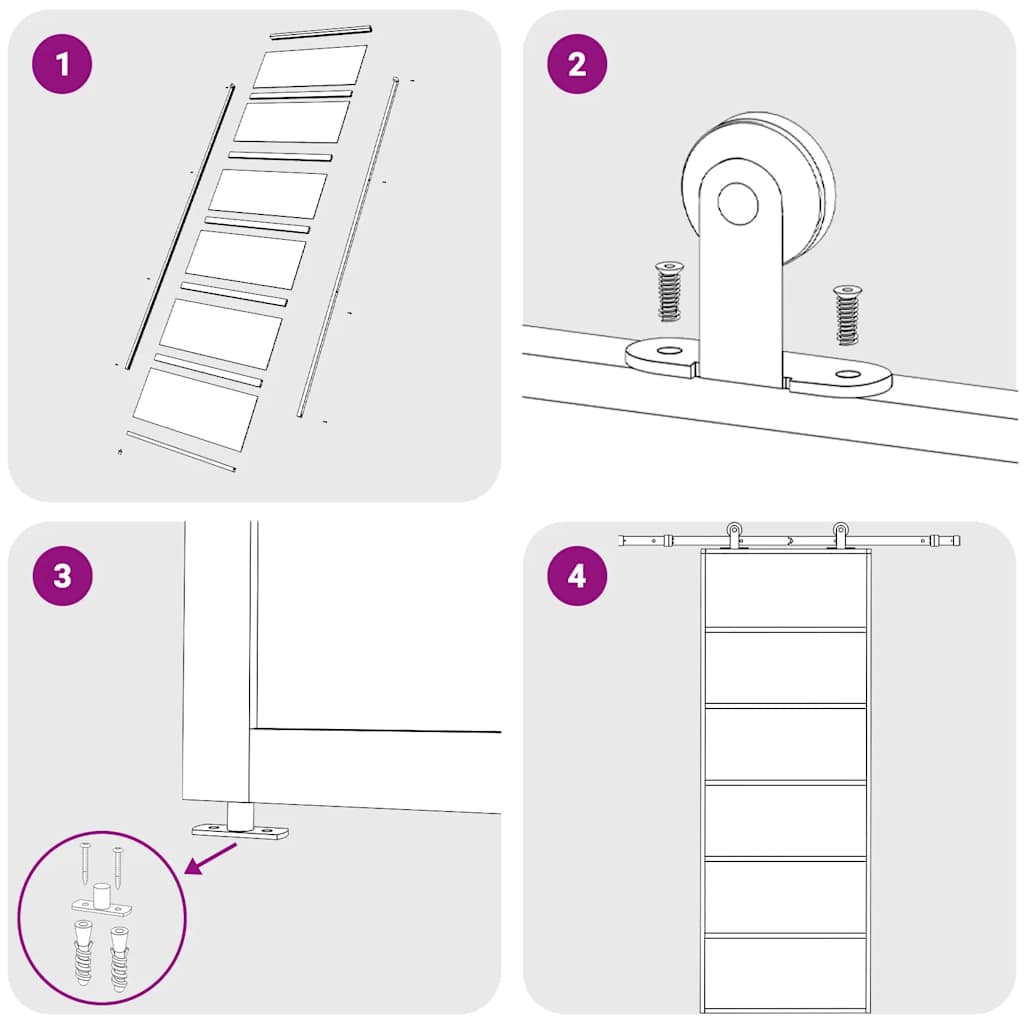 Porta Scorrevole in Vetro ESG e Alluminio 76x205 cm Nera 151014
