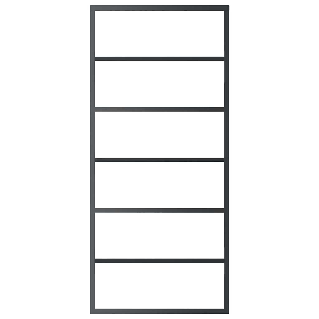 Porta Scorrevole in Vetro ESG e Alluminio 90x205 cm Nera 151015