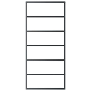 Porta Scorrevole in Vetro ESG e Alluminio 90x205 cm Nera 151015