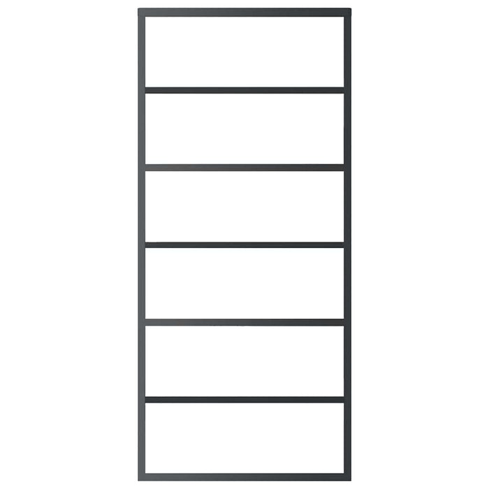 Porta Scorrevole in Vetro ESG e Alluminio 90x205 cm Nera 151015