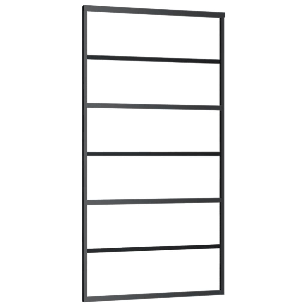 Porta Scorrevole in Vetro ESG e Alluminio 102x205 cm Nera 151016