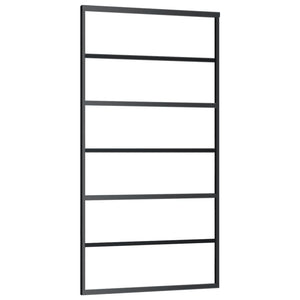 Porta Scorrevole in Vetro ESG e Alluminio 102x205 cm Nera 151016