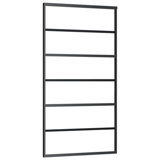 Porta Scorrevole in Vetro ESG e Alluminio 102x205 cm Nera 151016