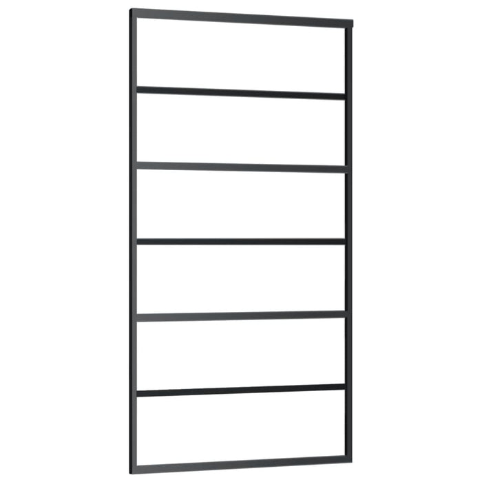 Porta Scorrevole in Vetro ESG e Alluminio 102x205 cm Nera 151016